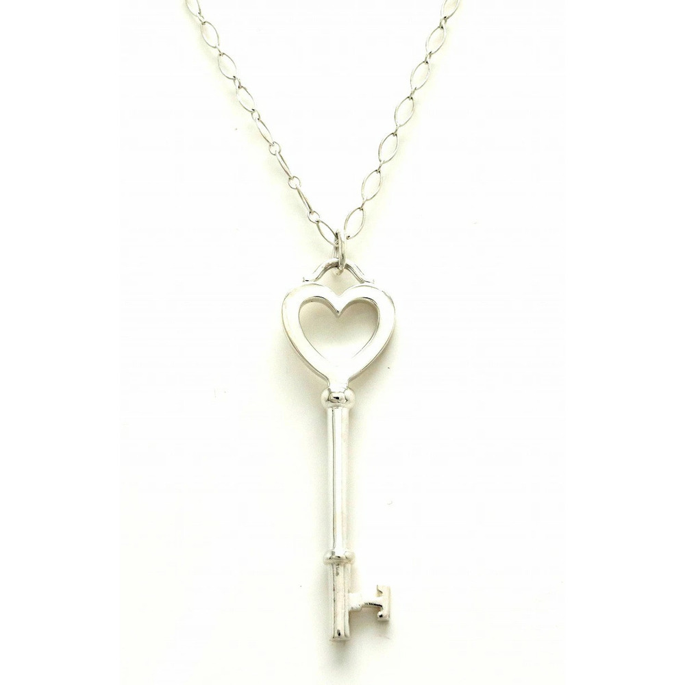 TIFFANYCo Tiffany Heart Key Pendant Necklace Silver